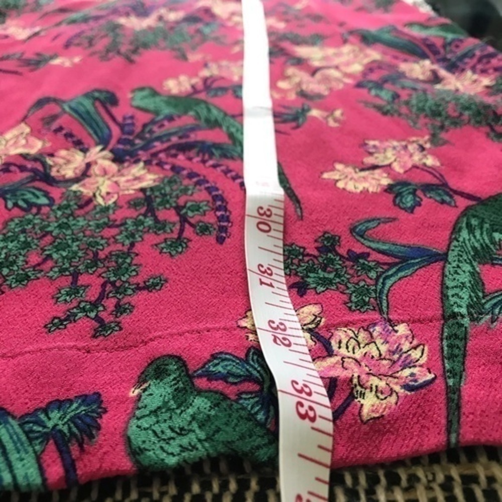 Anthropologie Maeve Pink Navy Blue Floral Bird Print Long Sleeve Tunic Dress 4 - Picture 12 of 13